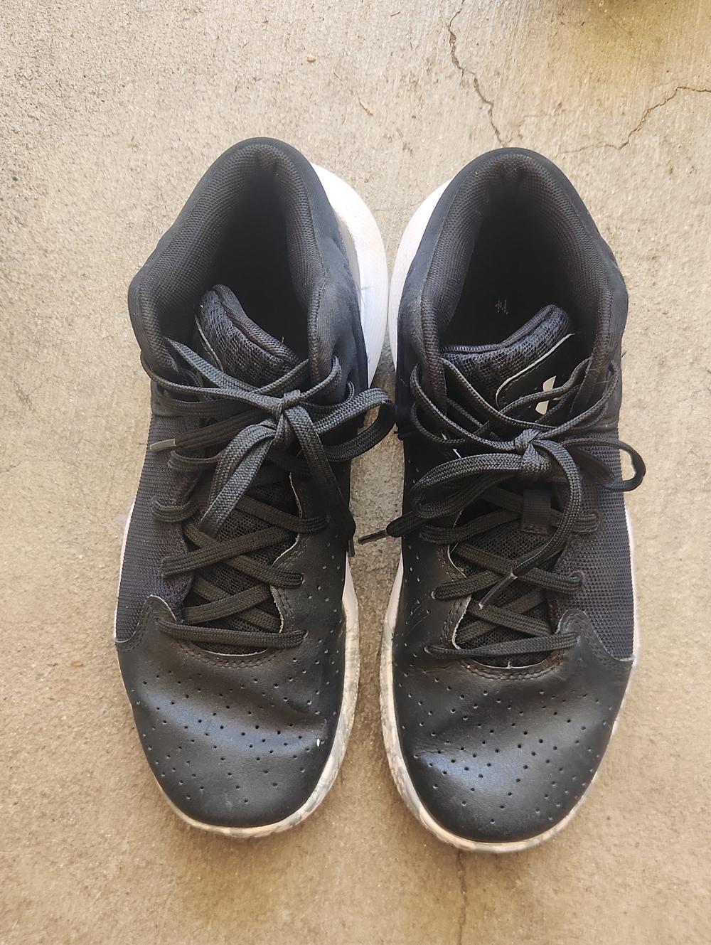 Under Armour Black and White Kids Basketball Shoes